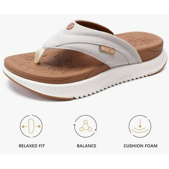 Womens Orthotic Flip Flops Arch Support Cushioned Walking Sandals Size 6 12 - Picture 3 of 7